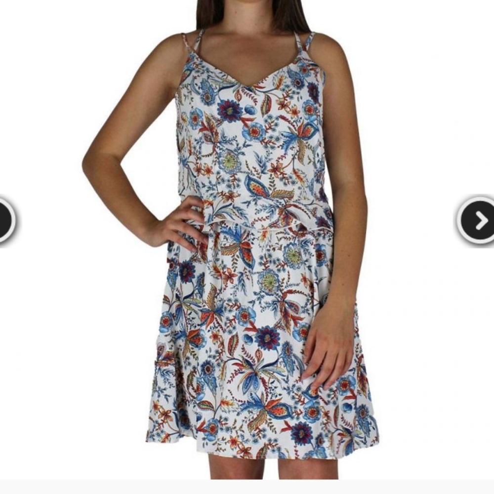 MOLLY BRACKEN Dalhia blue woven floral print dress size Large NWT wedding summer